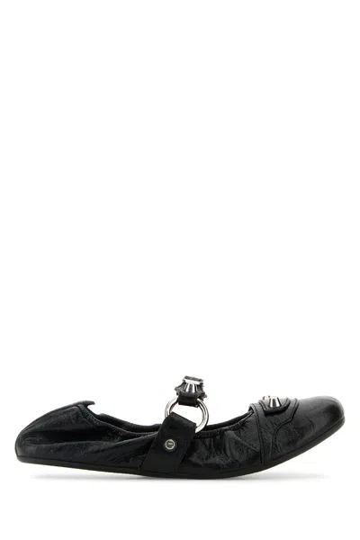 Balenciaga Black Lamb Leather Shoes With Striking Metallic Accents