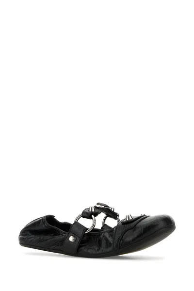 Balenciaga Black Lamb Leather Shoes With Striking Metallic Accents