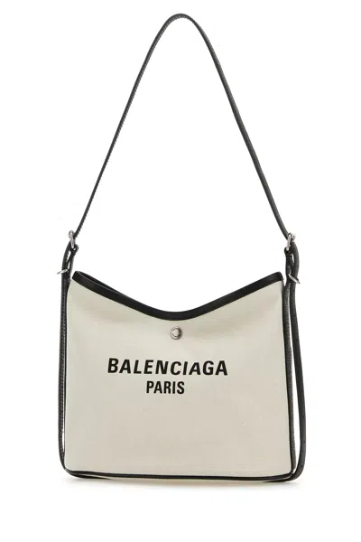 Balenciaga Women Chalk Canvas Biarri Crossbody Bag