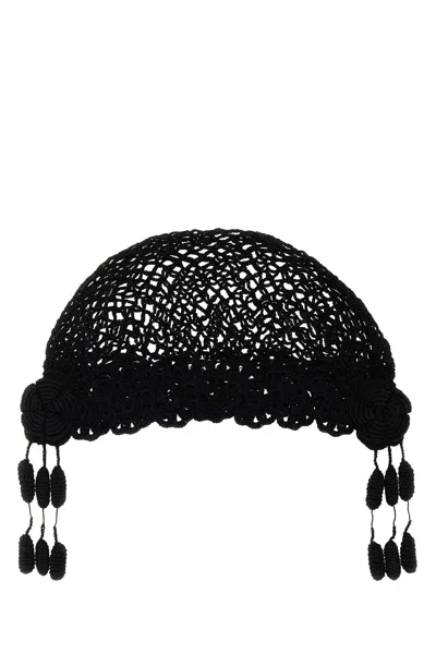 Bode Men Black Crochet Blossom Beanie