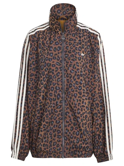 Adidas Originals Firebird Leopard-print Oversized Track Top In Animal Print