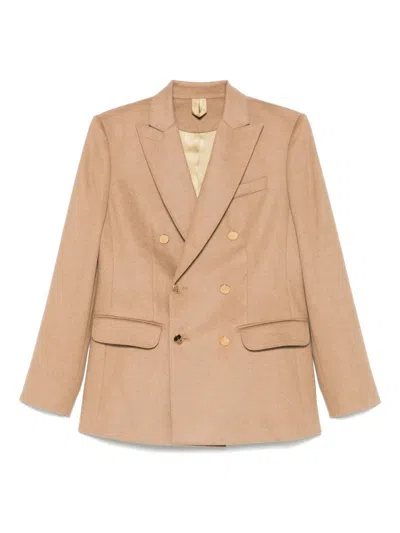 Max Mara Double-breasted Wool Jacket Back Vent In Brown
