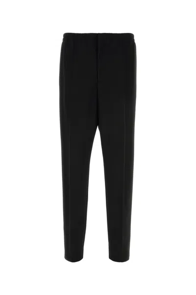 Bottega Veneta Wide Leg Cotton Trousers With Belt Loops In Blue