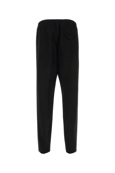 Bottega Veneta Wide Leg Cotton Trousers With Belt Loops In Blue
