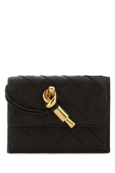 Bottega Veneta Women Dark Brown Nappa Leather Andiamo Card Holder