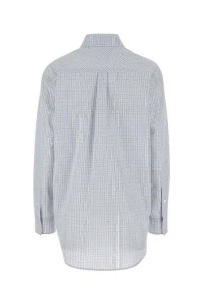 Bottega Veneta Women Embroidered Cotton Blend Shirt In Blue