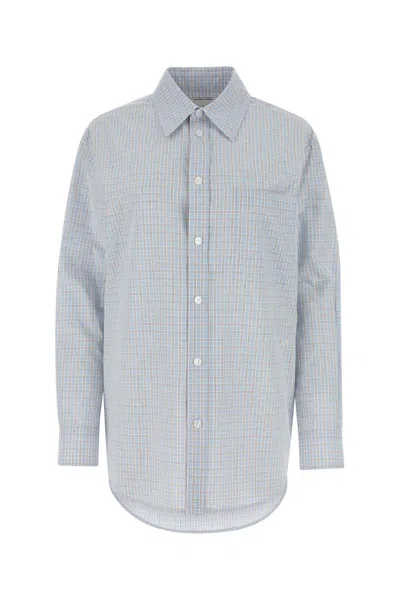Bottega Veneta Women Embroidered Cotton Blend Shirt In Blue