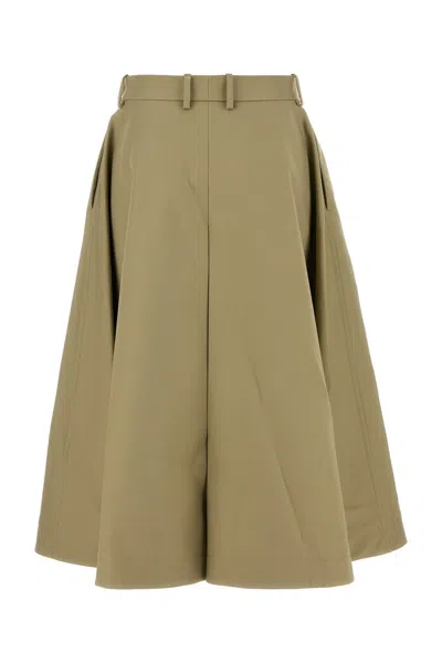 Bottega Veneta Women Khaki Cotton Skirt In Brown