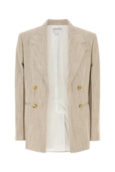 Bottega Veneta Women Melange Sand Viscose Blend Blazer In Neutral