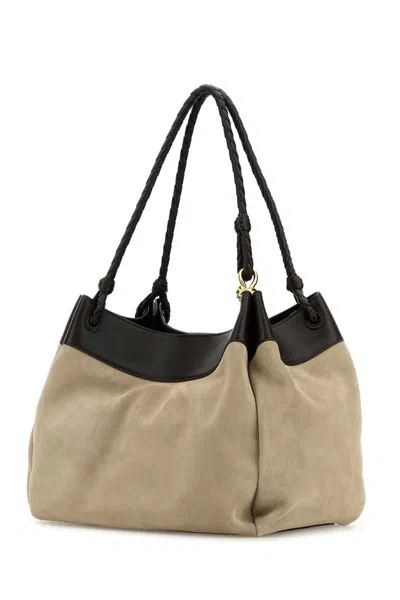 Bottega Veneta Women Two-tone Suede Ad Leather Maxi Parachute Shopping Bag