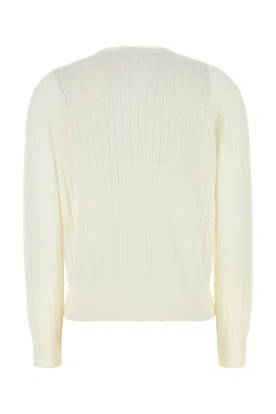 Bottega Veneta Wool Cardigan With Long Sleeves And Crew Neck In Neutral