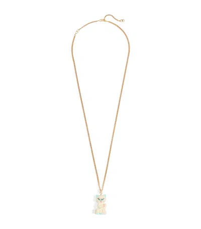 Valentino Garavani Multicolor Nylon And Metal Le Chat De La Maison Necklace In Gold
