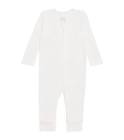 Mori Clever Zip All-in-one Pyjamas In White