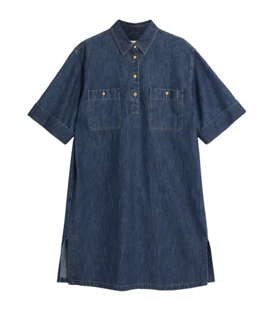 Valentino Lapel Short Sleeve Dress In Blue