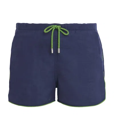 Vilebrequin Mens Maurice Drawstring-waist Linen Swim Shorts Bleu Marine Xl In Blue