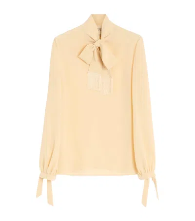 Valentino Light Yellow Crepe De Chine Top In Multi