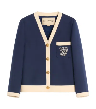 Valentino V-neck Wool Blend Blazer With Front Pocket