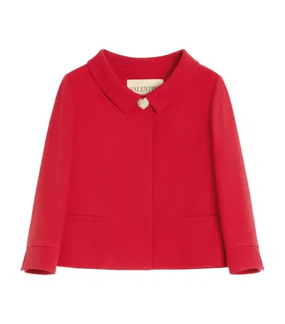 Valentino Womens Paris Heart-button Relaxed-fit Wool And Silk Jacket In Red