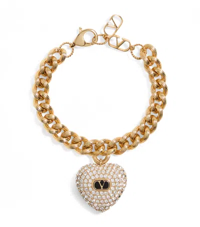Valentino Garavani Crystal-embellished Coeur Royal Bracelet In Gold
