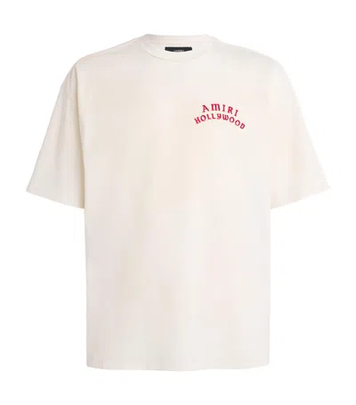 Amiri Mens Ivory Red Holly Text-print Cotton T-shirt Xl In White