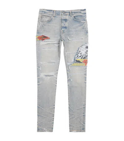 Amiri Distressed Cement Thrasher Skinny Jeans In Gray