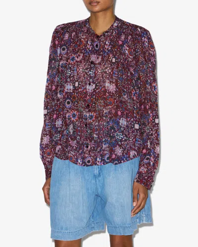 Isabel Marant Étoile Lightweight Long Sleeve Printed Top In Multi