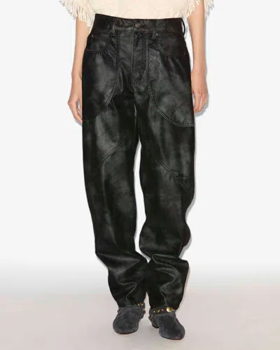 Isabel Marant Étoile Womens Black Kelvina Wide-leg Faux-leather Trousers In Black