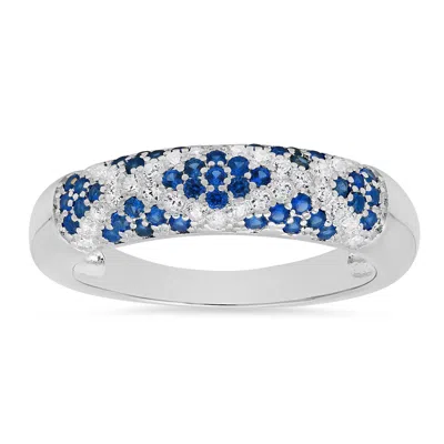 Kylie Harper Women's Sterling Silver Pave Sapphire 'x' Band Ring