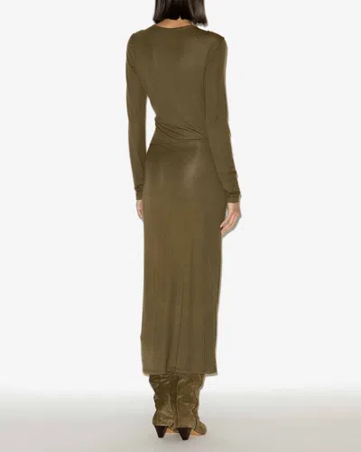 Isabel Marant Étoile Womens Khaki Jelina Ruched Stretch-woven Midi Dress In Green