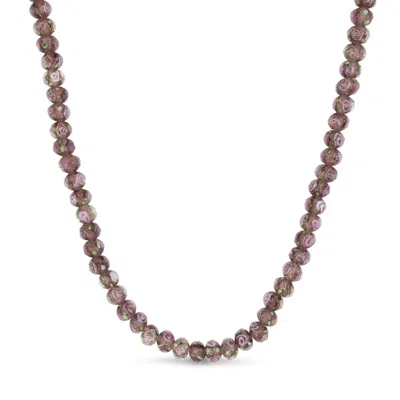 Gold Trip Women's Purple / Silver / White Autumn Rose Glass Beaded Necklace In Silver