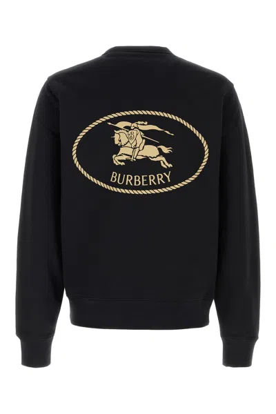 Burberry Cotton Sweatshirt With Logo Embroidery In Black