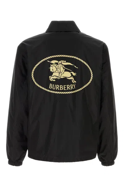 Burberry Nylon Jacket With Collar And Elastic Cuffs In Black