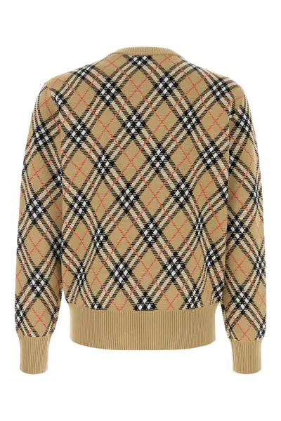 Burberry Check-pattern Wool Crew Neck Sweater Clothing In Multi