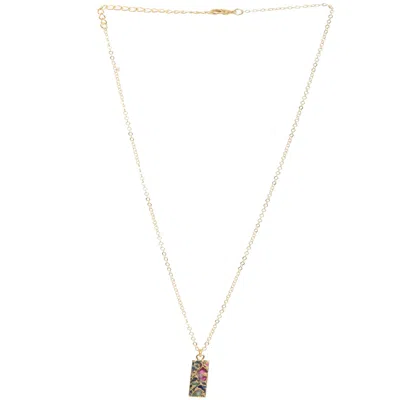 Saachi Women's Yellow / Orange Mojave Rectangle Mini Earring And Necklace Set
