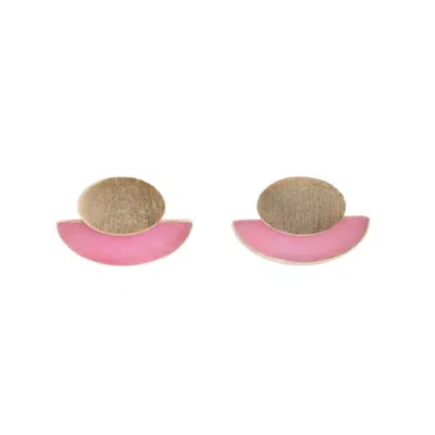 Saachi Women's Pink Geometric Half-moon Earrings