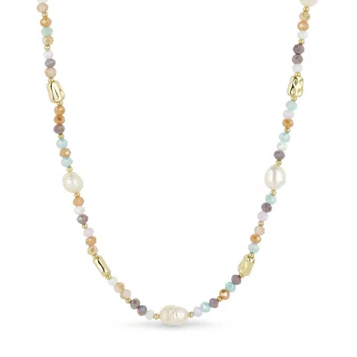 Gold Trip Women's White / Gold Pastels & Pearls Beaded Necklace