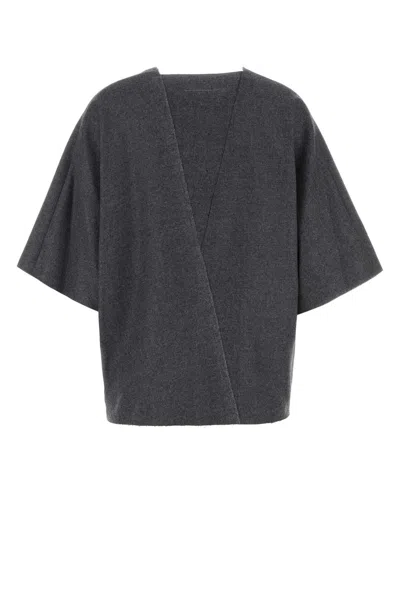 Mm6 Maison Margiela Dark Grey Wool Top In Gray