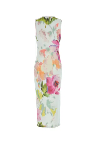 Loewe Ribbed Floral-print Silk And Cotton-blend Jersey Midi Dress