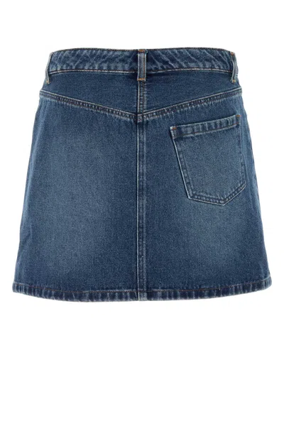 Apc A.p.c. Moss Denim Mini Skirt In Blue
