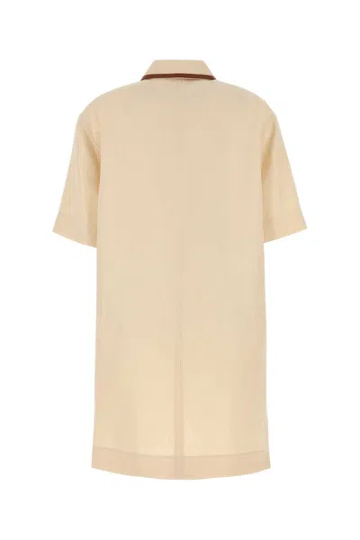 Gucci Linen Mini Dress Bow Detail In Neutral