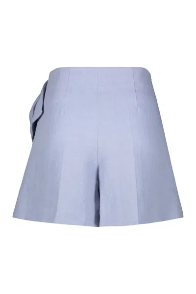 Chloé Bow Detail Linen Shorts In Blue