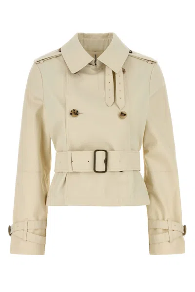 Burberry Belted Trench With Double-breasted Design And Epaulettes In Neutral