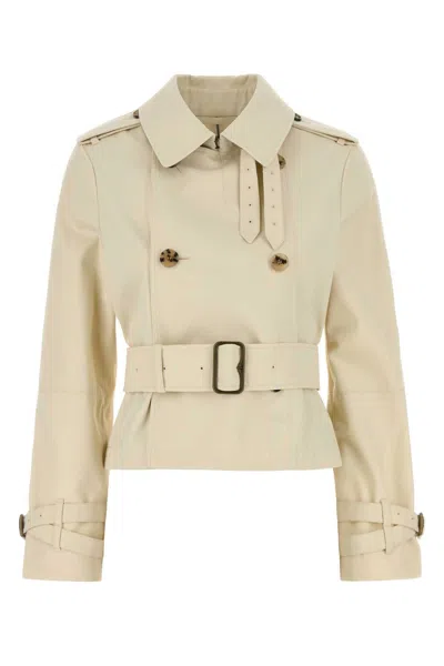 Burberry Belted Trench With Double-breasted Design And Epaulettes In Neutral