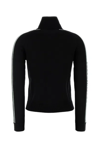 Casablanca Wool Cardigan With High Collar And Stripes In Black