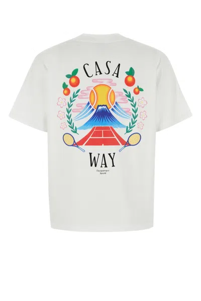 Casablanca Crew Neck Cotton T-shirt With Graphic Print In White