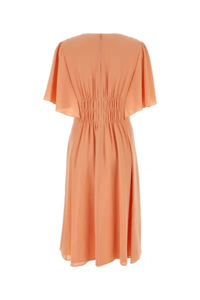 Chloé Chloe Women Salmon Crepe Dress In Orange