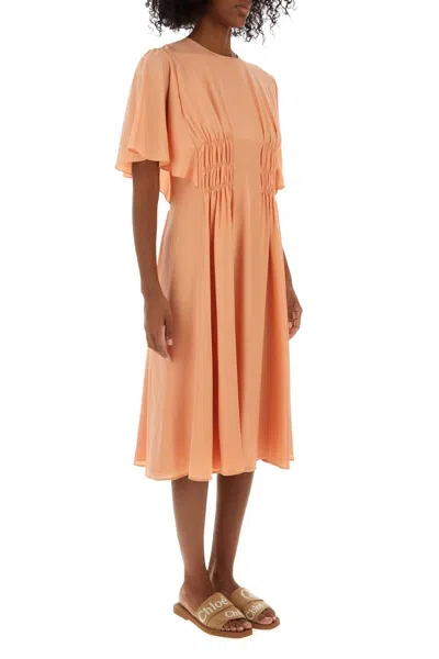 Chloé Chloe Women Salmon Crepe Dress In Orange