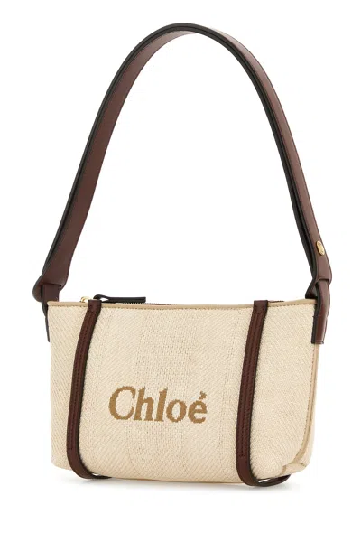 Chloé Structured Canvas Shoulder Bag With Leather Accents