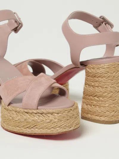 Christian Louboutin Calakala 70 Suede And Leather Espadrilles In Pink