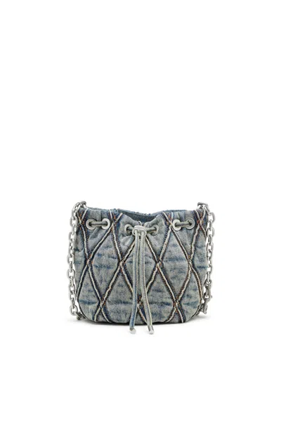 Diesel Charm-d S-mini Bucket Bag In Argyle Quilted Denim